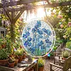 (18.5cm)DIY Acrylic Jigsaw Puzzle Window Hanging with Hanging Chain DIY Stained Glass Decoration Round Window Puzzle Decor for DIY Craft Project (Stained Glass Flower)