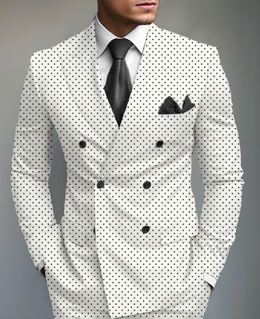 Casual Polka Dots Double Breasted Peaked Lapel Blazer