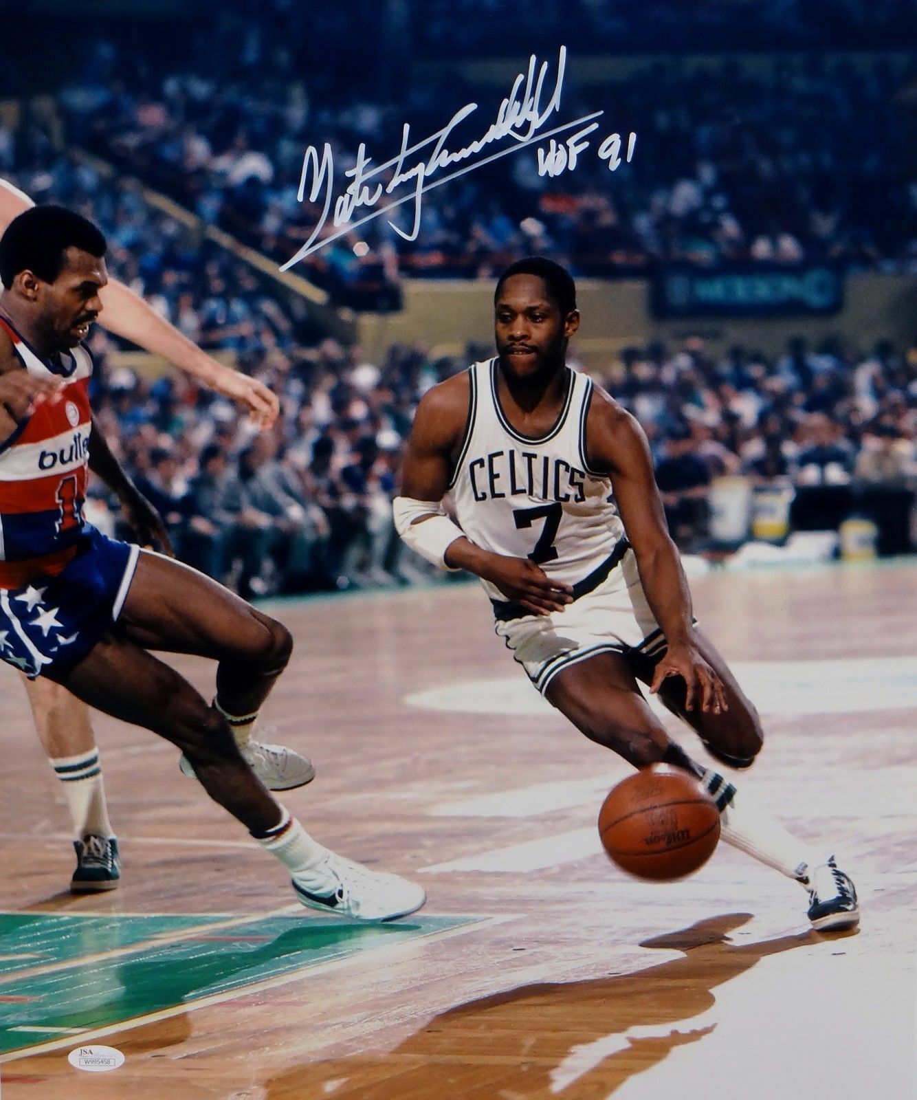 Nate Archibald HOF Autographed 16x20 Boston Celtics Dribbling Photo Poster painting- JSA W Auth