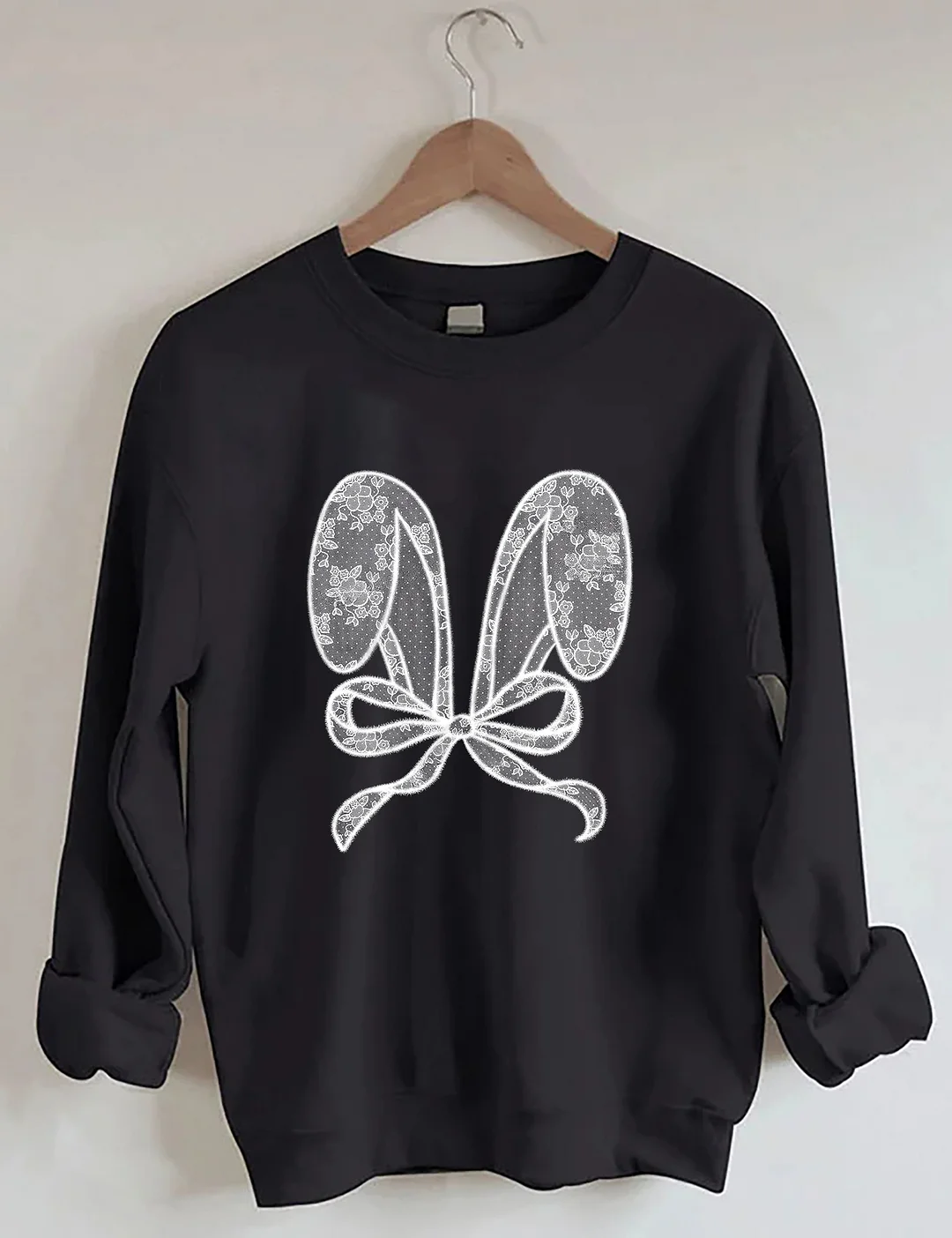 Bunny Ears With Bow Lace Sweatshirt