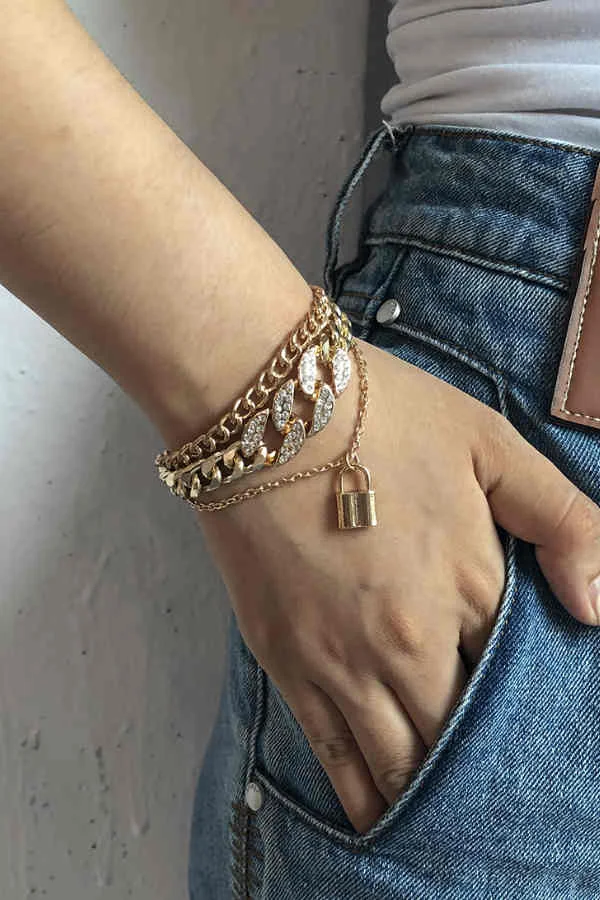 Fashion Hip-Hop Lock Bracelet Set