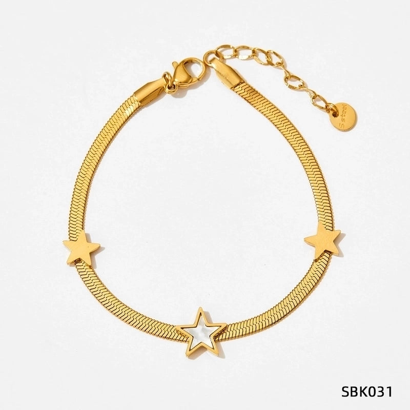 3 Pieces 304 Stainless Steel Titanium Steel White Gold Plated Gold Plated Classic Style Plating Star Bracelets Necklace