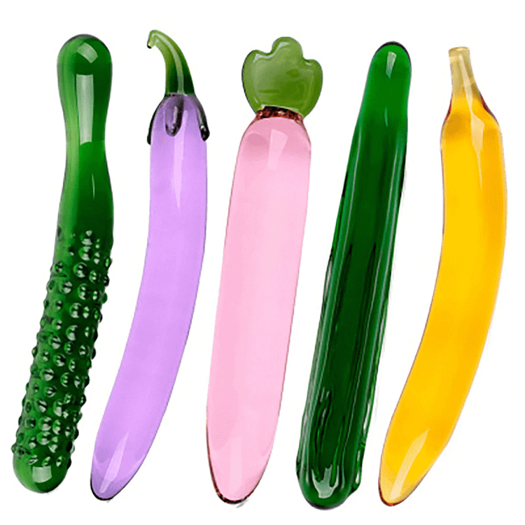 Khalesexx Glass Dildo Artificial Penis Realistic Dildos For Women Fruit Vegetable Shape