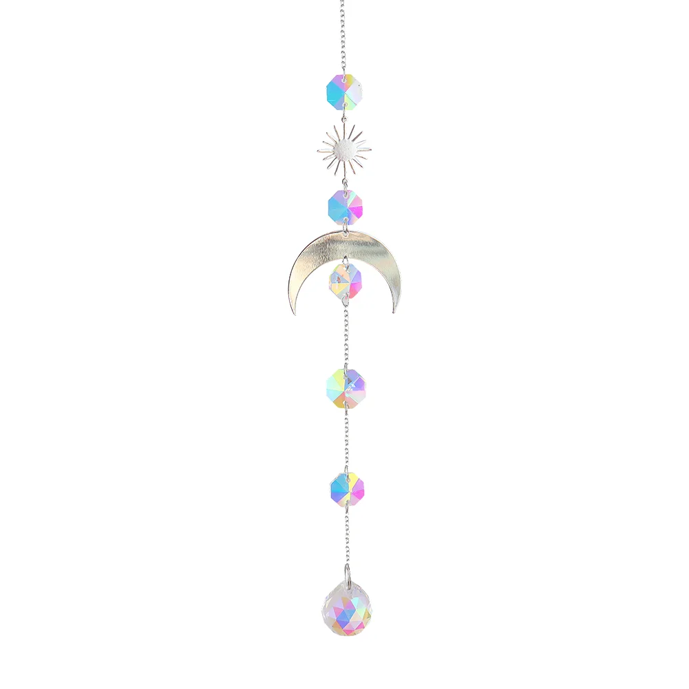 Crystal Wind Chimes Ornament Star Moon Pendant Jewelry Garden Home Decor