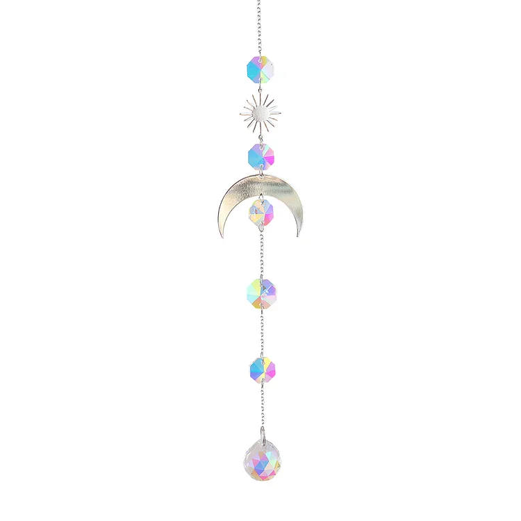 Crystal Wind Chimes Ornament Star Moon Pendant Jewelry Garden Home Decor gbfke