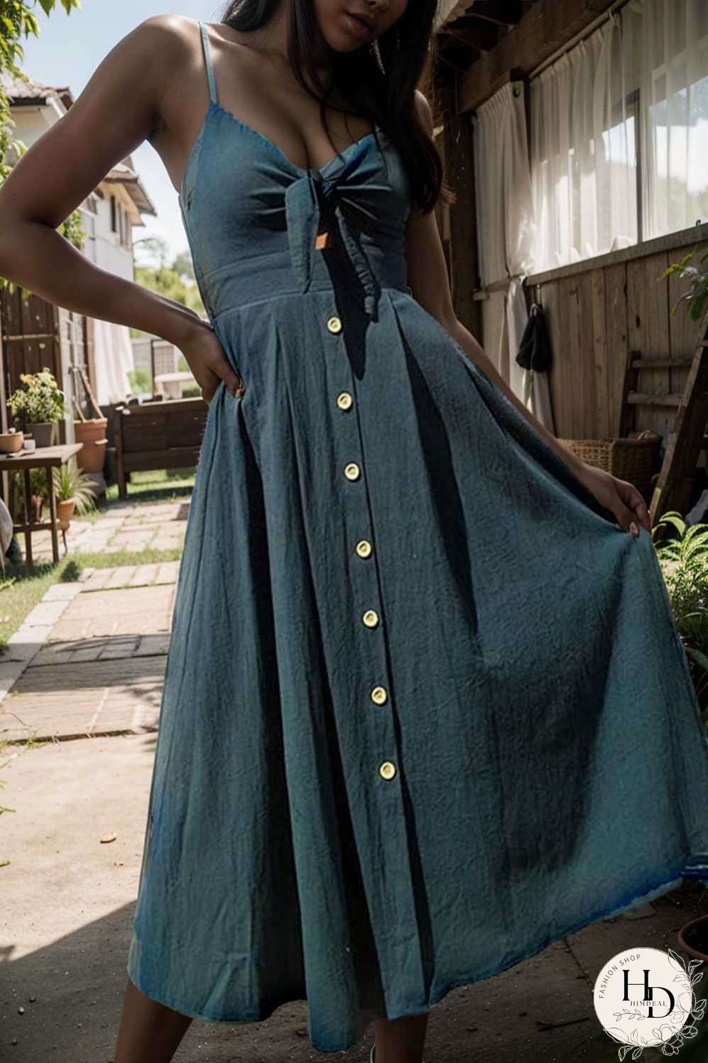 floral v neck tie spaghetti strap beach midi dress