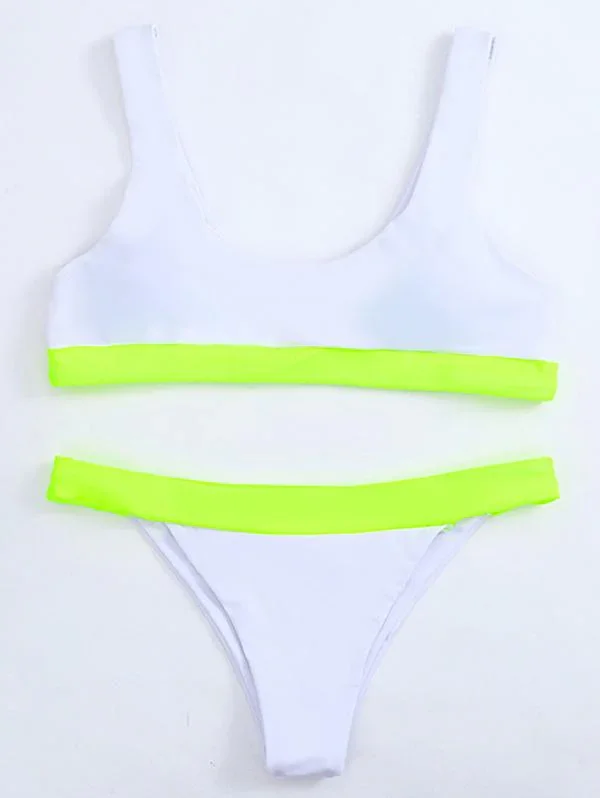 Solid Color Split-Joint Split Bikini Swimsuit