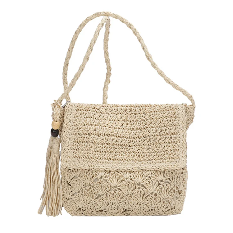 Summer Beach Bags Fashion Casual Weaving Crossbody Bag with Tassels for Travel-Annaletters