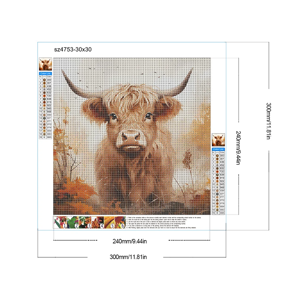 Diamond Painting - Full Round Drill - Highland Yak(Canvas|30*30cm)
