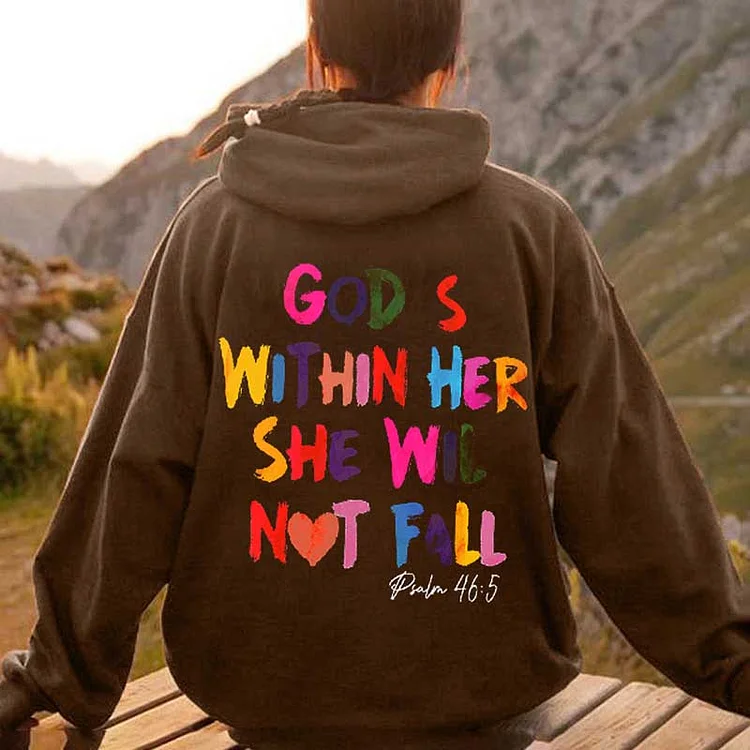 VChics God Is Within Her She Will Not Fall Unisex Fleece-Lined Hoodie