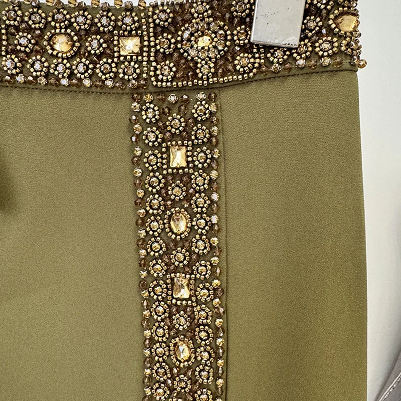 Nigikala Nigikala And Summer 2025 New Heavy Industry Nails Studded Neck Vest Top Open Fork Long Skirt Set Two Sets