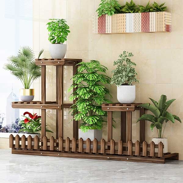 GLVEE Wood Tiered Plant Shelf for Multiple Plants