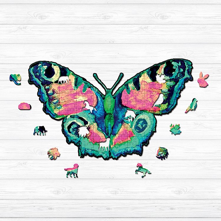 Green Butterfly Wooden Jigsaw Puzzle