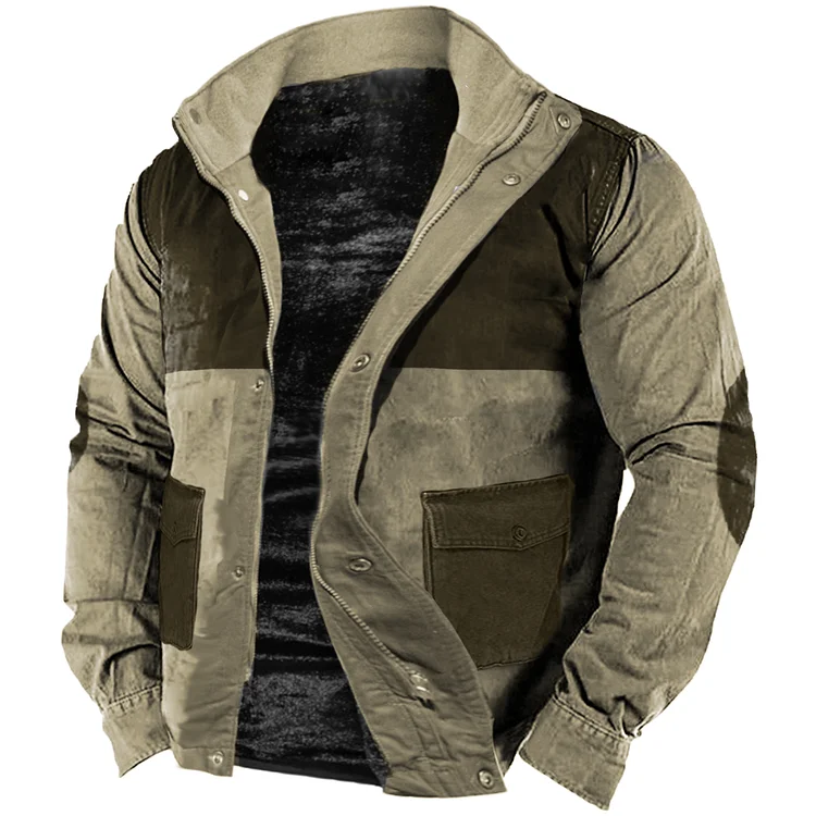 Men's Vintage Fleece Zip Long Sleeve Jacket