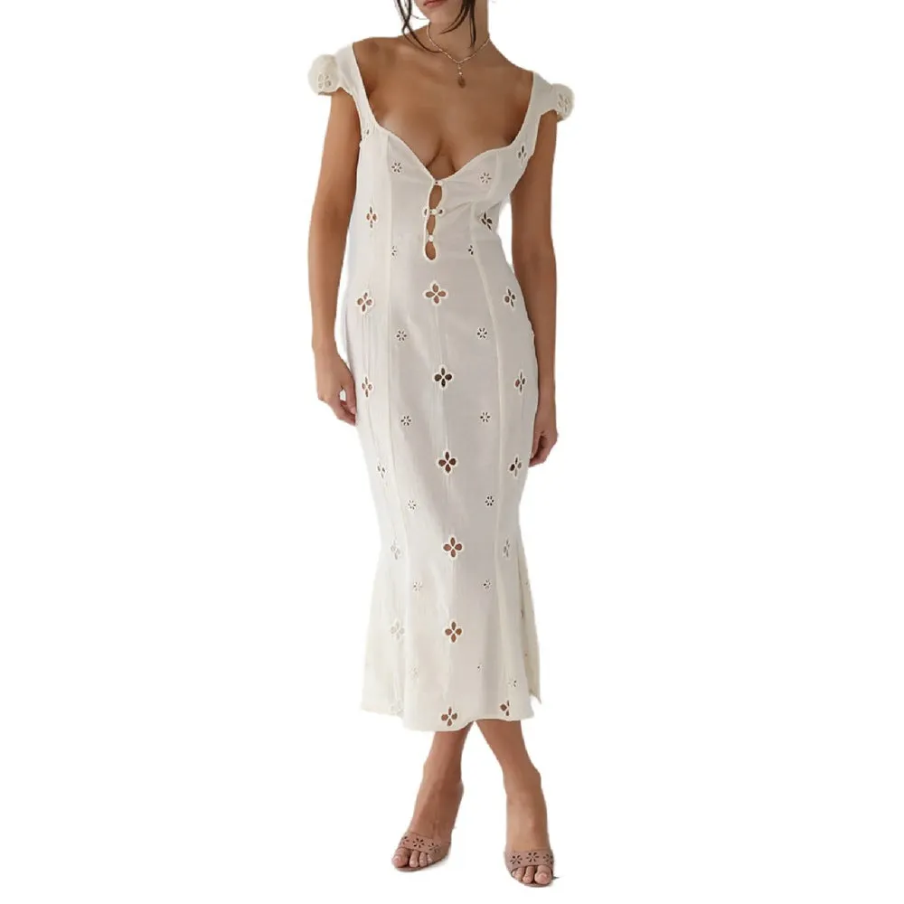 Brownm Unique Embroidered Sexy Trend Midi Dresses