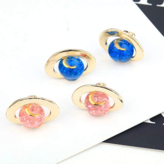 Gold Tone Star Moon Charm,Universe Saturn Charm Pendants For DIY Earring Necklace Findings