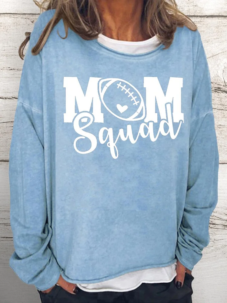 Football Mom Squad Women Loose Sweatshirt-Annaletters