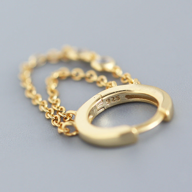 925 Sterling Silver Women Tassel Silver Diamond Inlay Stud Earrings