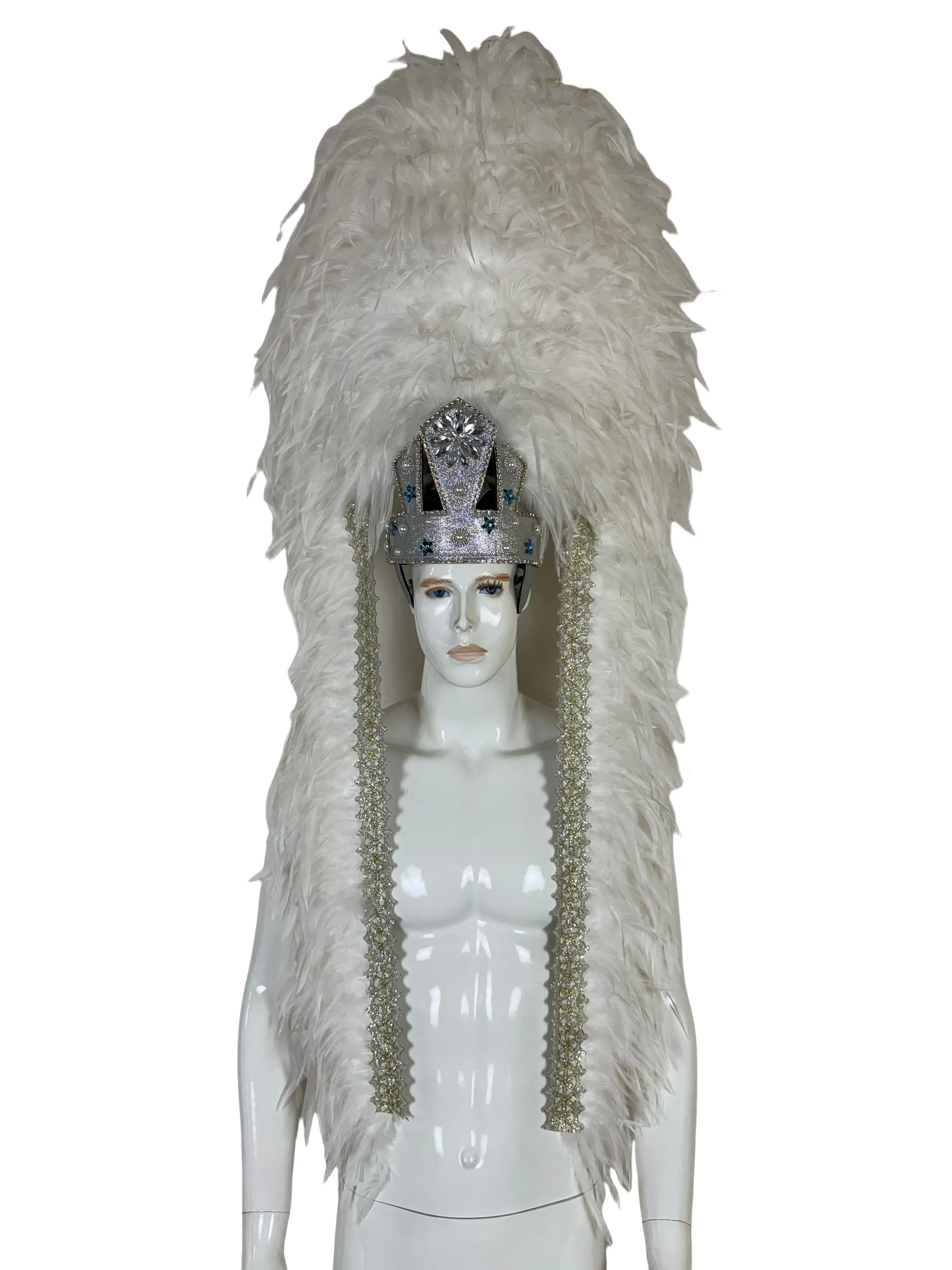 VCSHOES Feather headdress samba costume carnival halloween party bar performance hat makeup dance wings parade