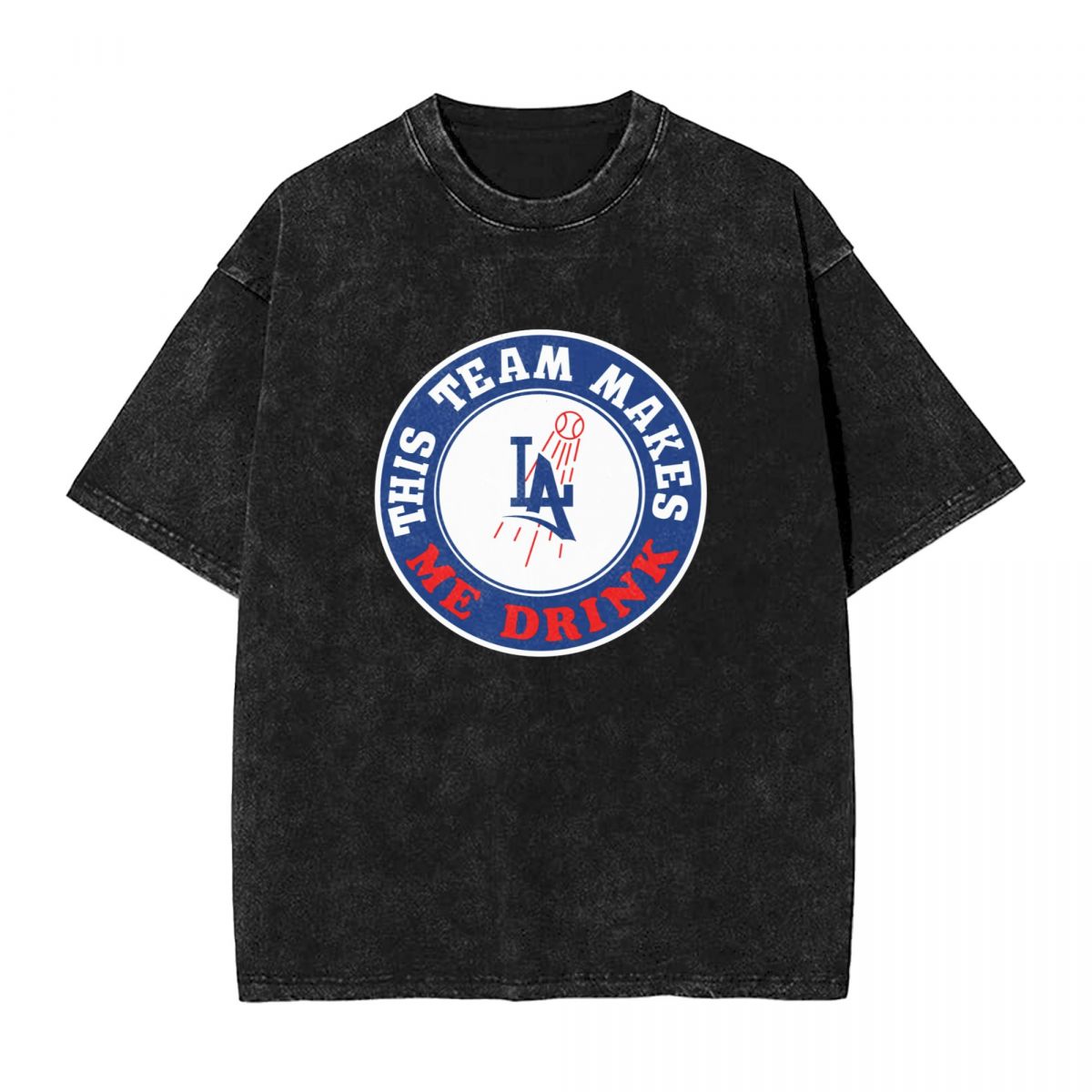 Los Angeles Dodgers This Team Makes Me Drink Printed Vintage Men's Oversized T-Shirt