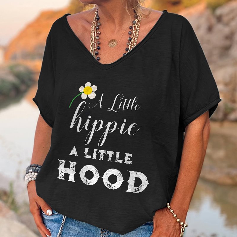 A Little Hippie A Little Hood Printed T-shirt
