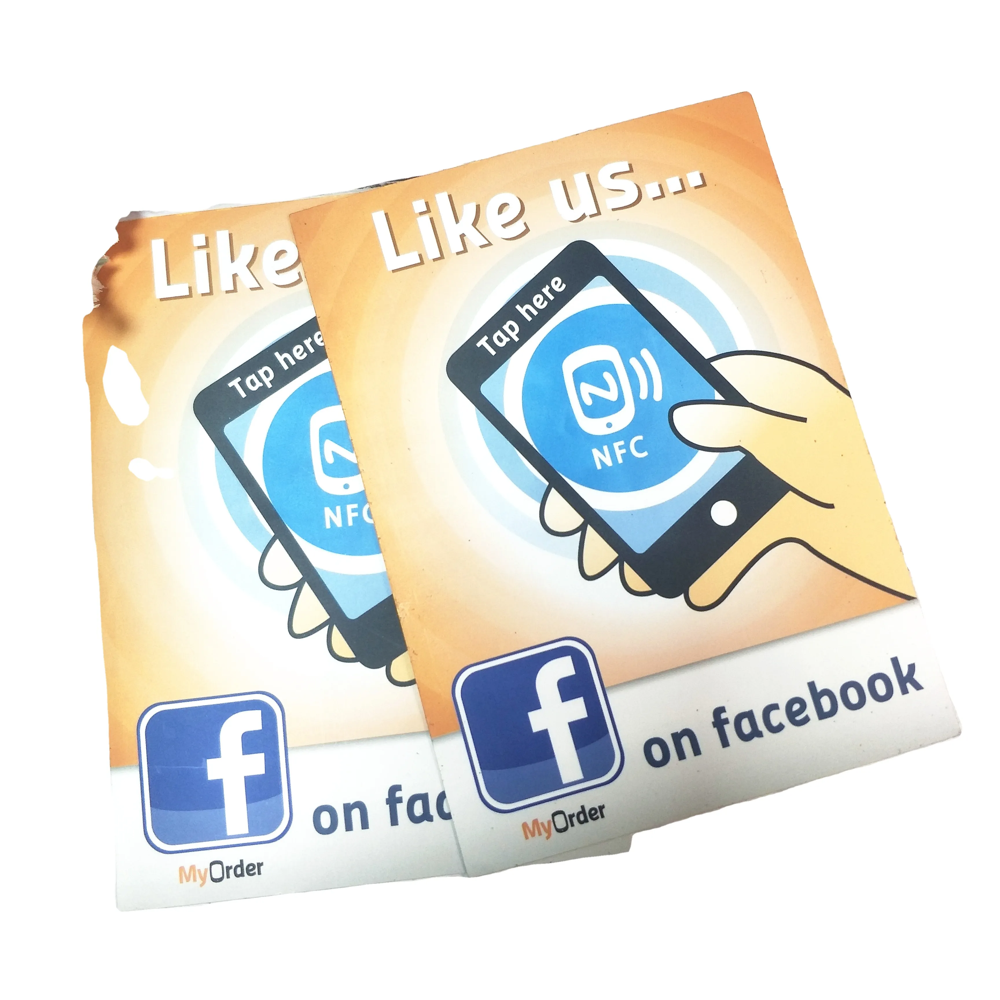Facebook twitter website Like us Tap NFC Posters for restaurant cafe shop hotel marketing