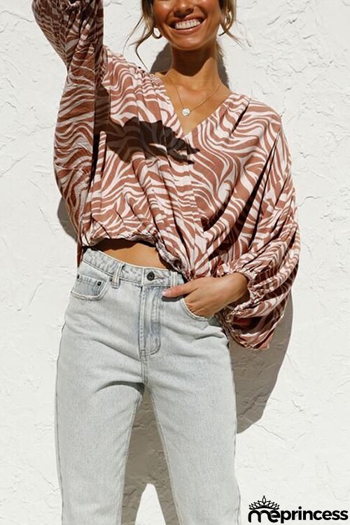 Zebra Cross Over Bat Blouse