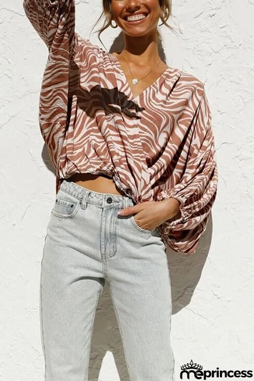 Zebra Cross Over Bat Blouse