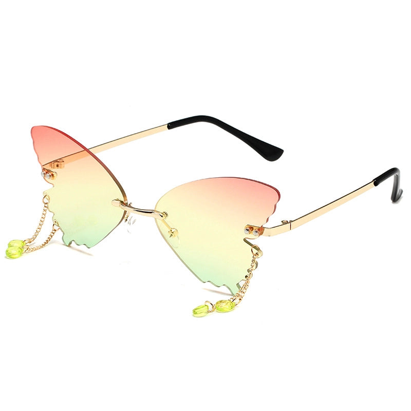 IG Style Hip-Hop Solid Color Pc Butterfly Frame Frameless Women’s Sunglasses