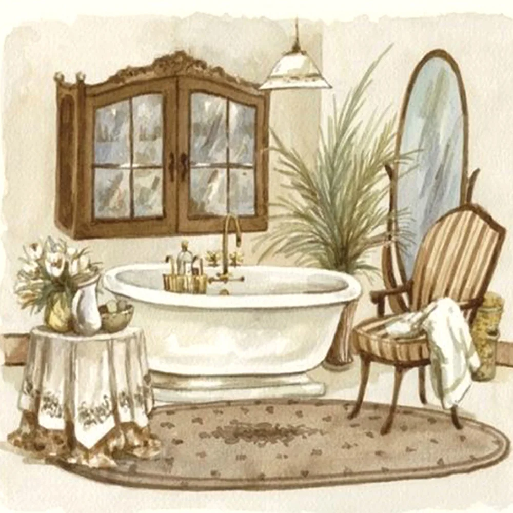 Diamond Painting - Full Round/Square Drill - Bathtub(30*30 - 50*50cm)