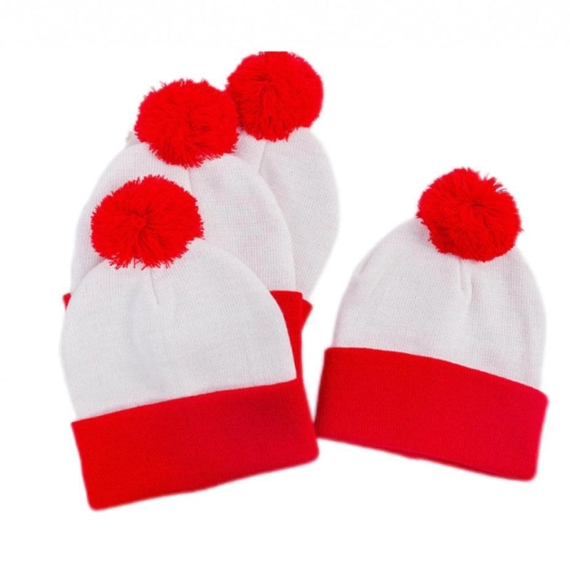 Women's Minimalist Classic Style Stripe Pom Poms Crimping Beanie Hat