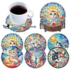 (US Only)6pcs Cat DIY Diamond Painting Coasters Kits with Holder for Adult Beginner