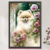 Flowers Pomeranian-11CT Counted Cross Stitch 40*60cm/15.75*23.62in(Big Size)