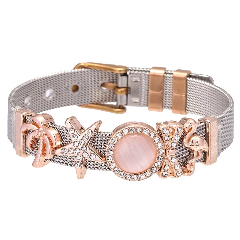 Cute Minimalist Heart Shape Titanium Steel Bracelets In Bulk