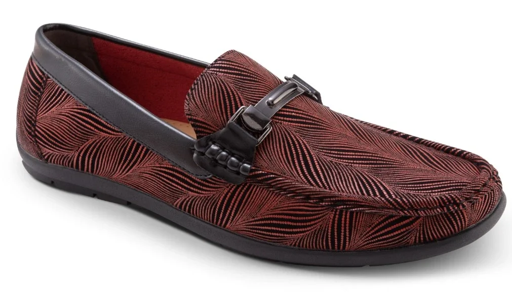 Burgundy Fashion Loafers Slip-On Shoes Asymmetrical Prints