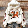Vintage Christmas Winter Fox Art Women's Cozy Plush Sweater Hoodie 336c