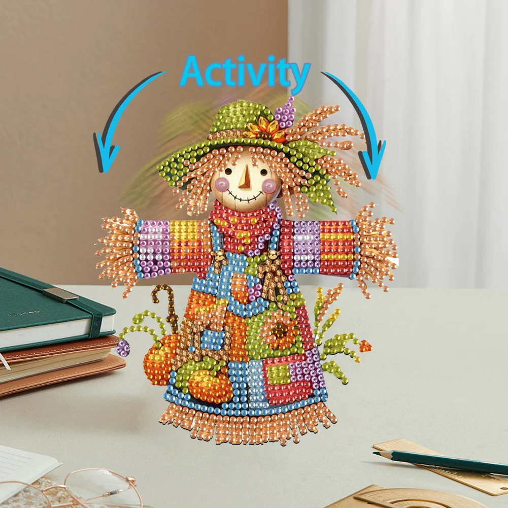 2D Flat Scarecrow DIY Shaking Head Diamond Painting Desktop Decorations