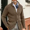 Men's Lapel Plain Cardigan Sweater
