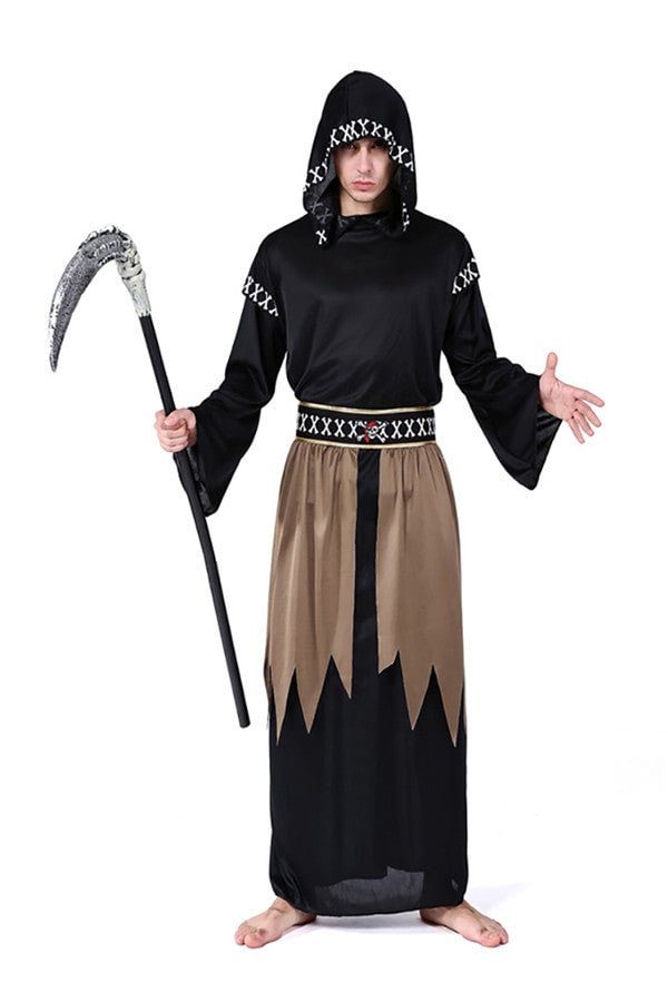 Halloween Party Cosplay Wizard Costume For Men Black-elleschic
