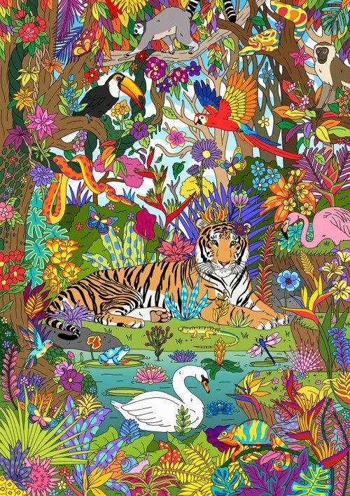 Colorful Illustration Tiger Swan 40*50CM (Canvas) AB Round Drill Diamond Painting gbfke