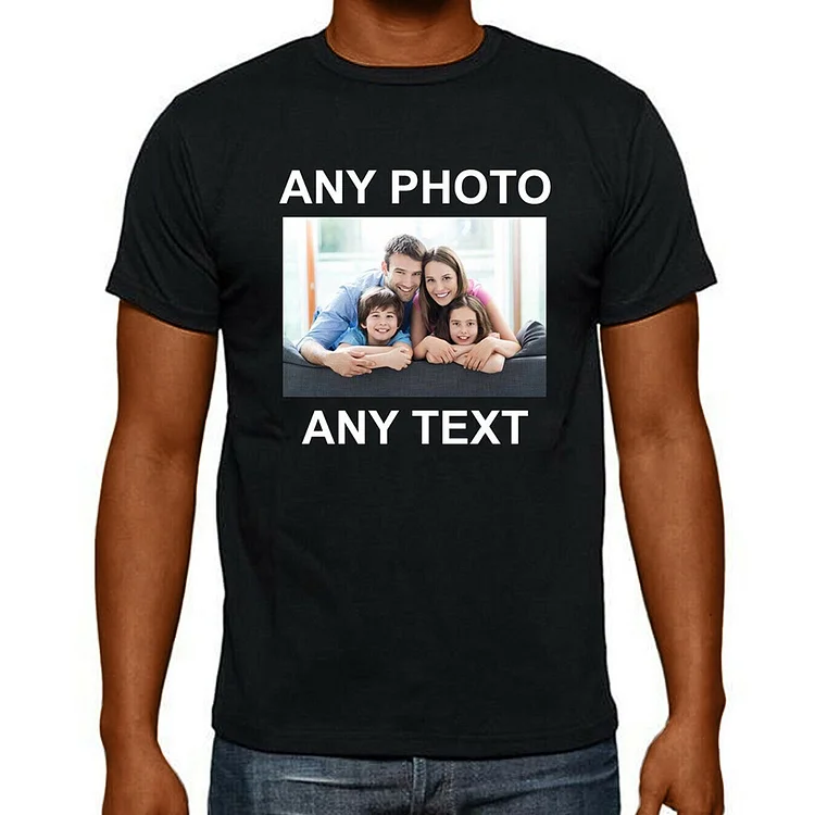 Custom Photo Logo Text Men's Cotton Print Short Sleeve T-shirts