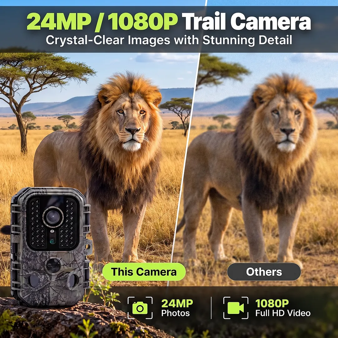 BEBANG Trail Camera, 120&deg; Wide-Angle Night Vision Game Camera for Deer Scouting