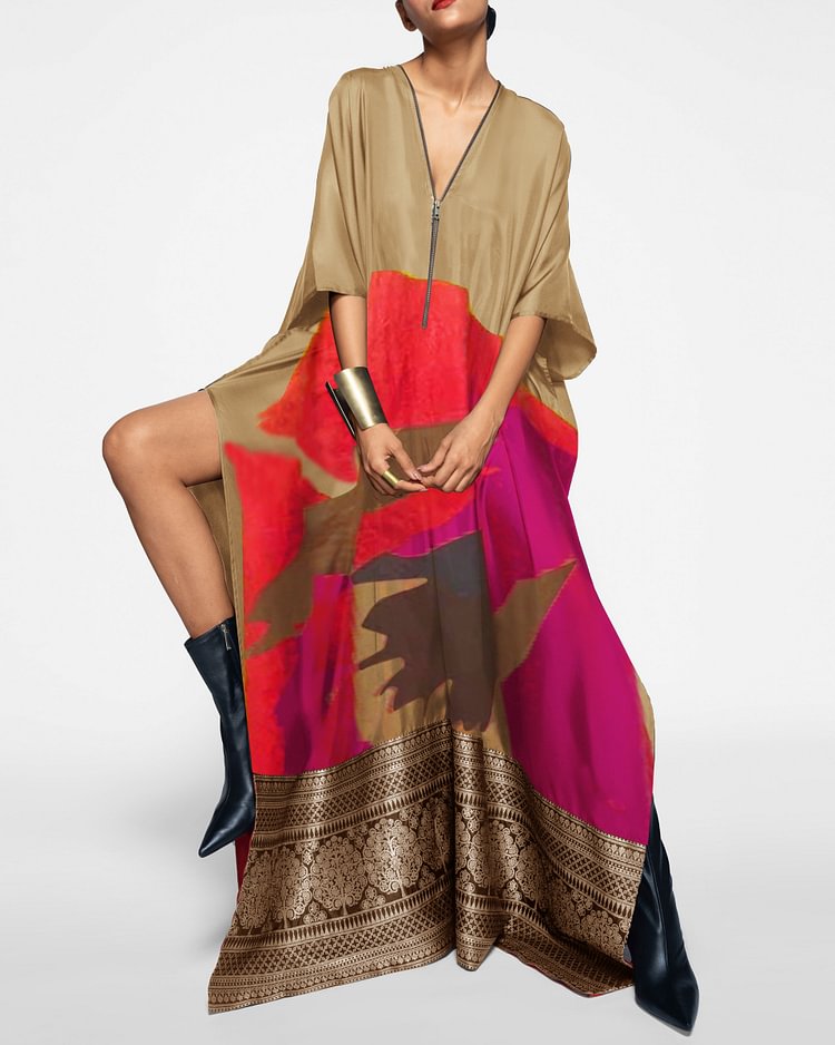 Brocade hand-woven silk dress