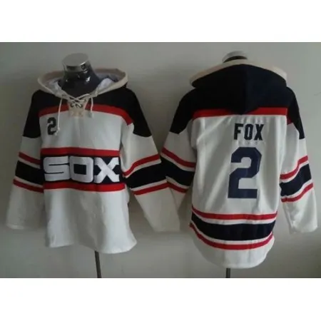 White Sox #2 Nellie Fox White Sawyer Hooded Sweatshirt Alternate Home MLB Hoodie