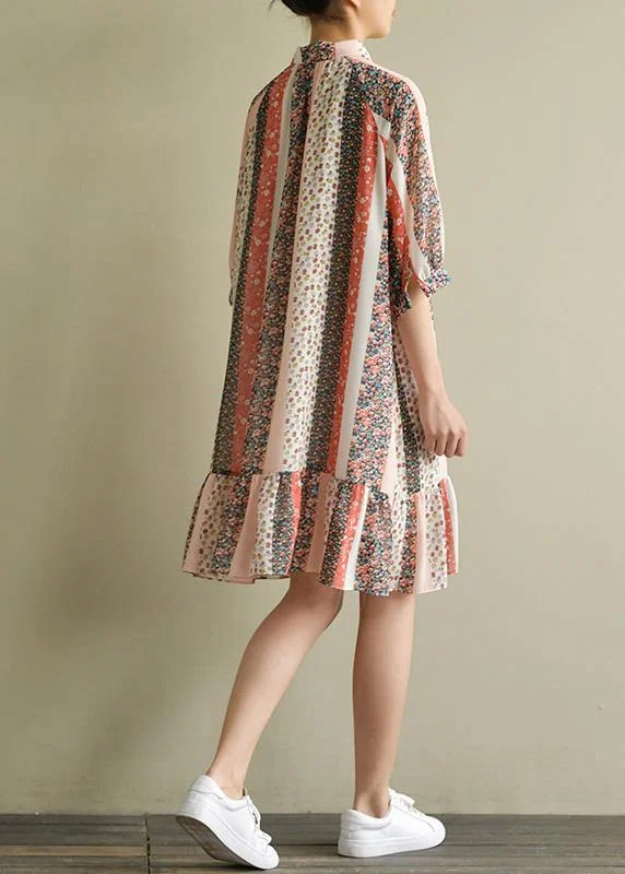 Modern floral chiffon outfit 2019 Fabrics half sleeve lapel Kaftan Summer Dresses