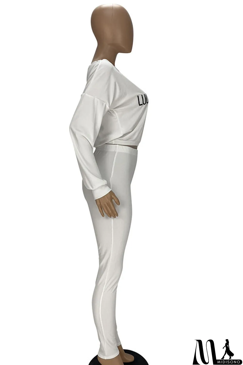 MidiSono - White Fashion Casual Pit Article Fabrics Letter Embroidered Boat Neck Two Pieces