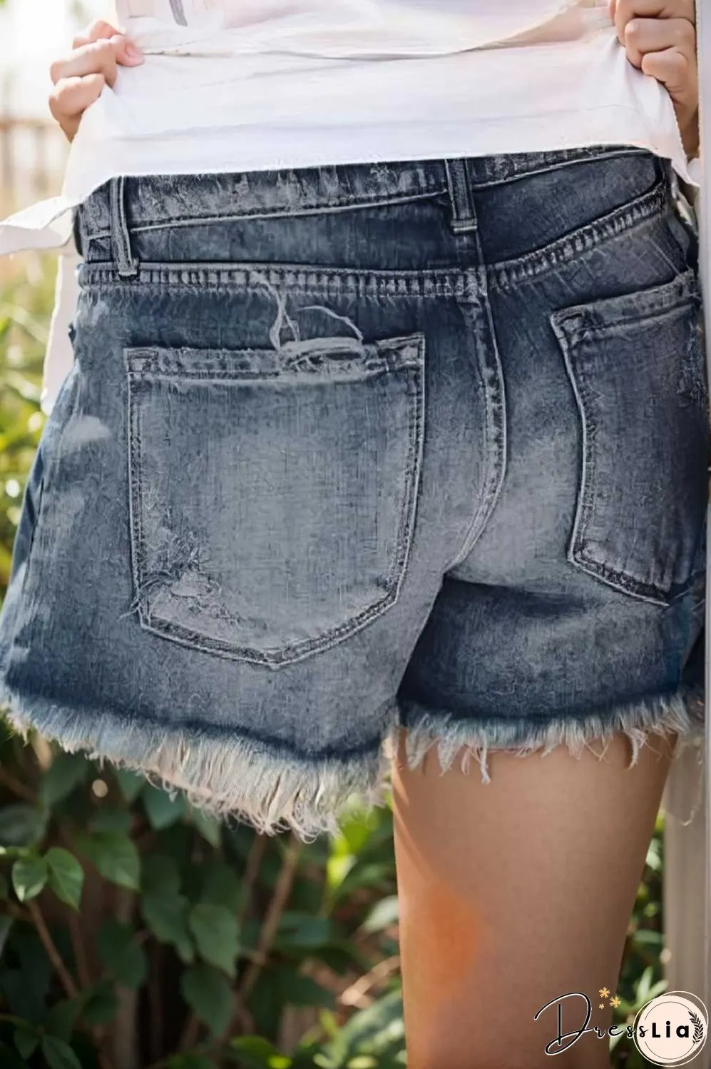 stylish high waist distressed denim shorts