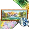 Mountain Flowing Water-11CT Stamped Cross Stitch Silk Thread 150*65cm/59.06*25.59in(Big Size)