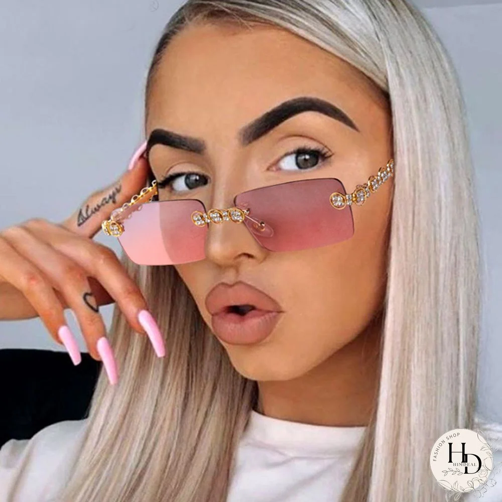 Pink Purple Fashion Casual Patchwork Rhinestone Sunglasses