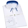 Pure cotton no-iron fashion casual patchwork white shirt